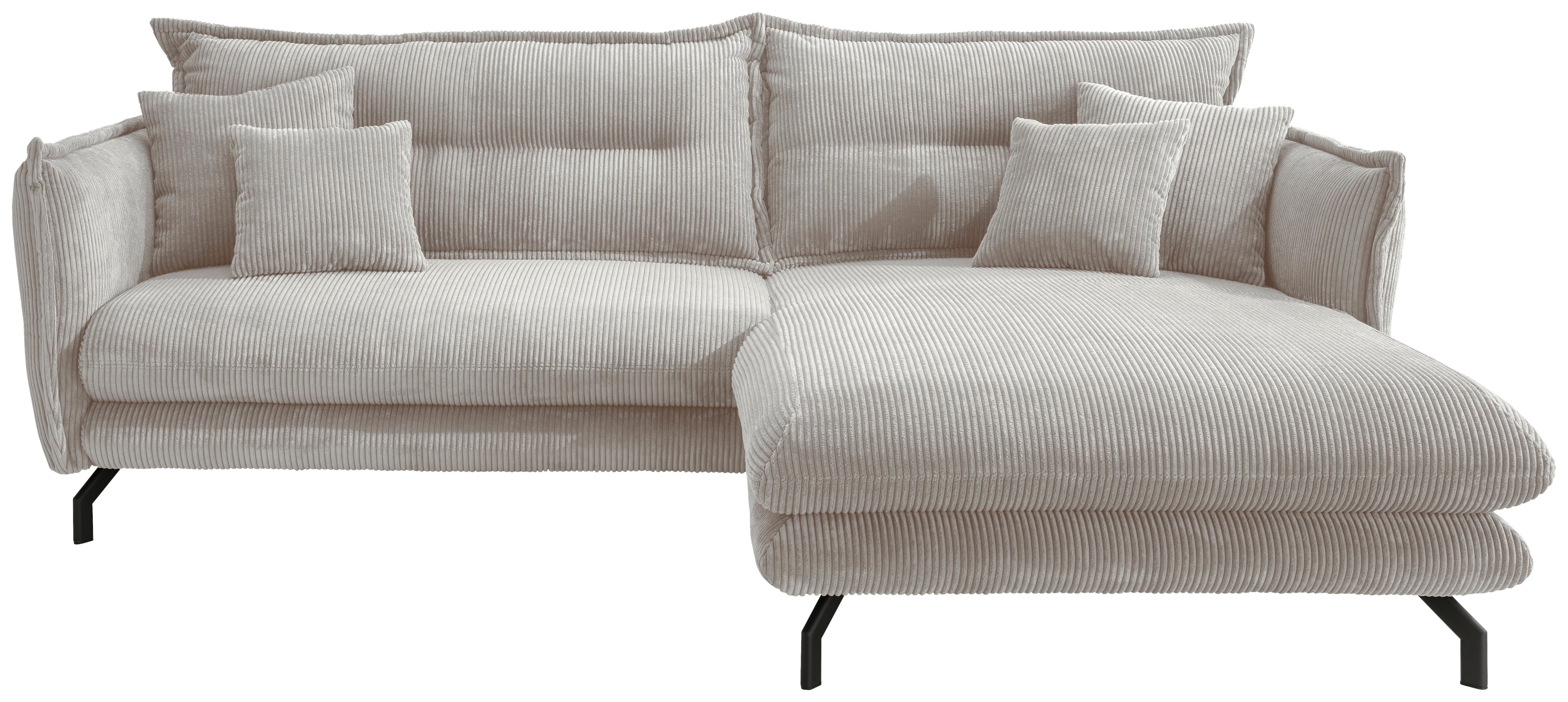 Ecksofa Lava Silberfarben S: 255/180 cm - Silberfarben/Schwarz, MODERN, Textil (255/180cm) - Livetastic