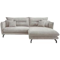 Ecksofa Lava Silberfarben S: 255/180 cm - Silberfarben/Schwarz, MODERN, Textil (255/180cm) - Livetastic