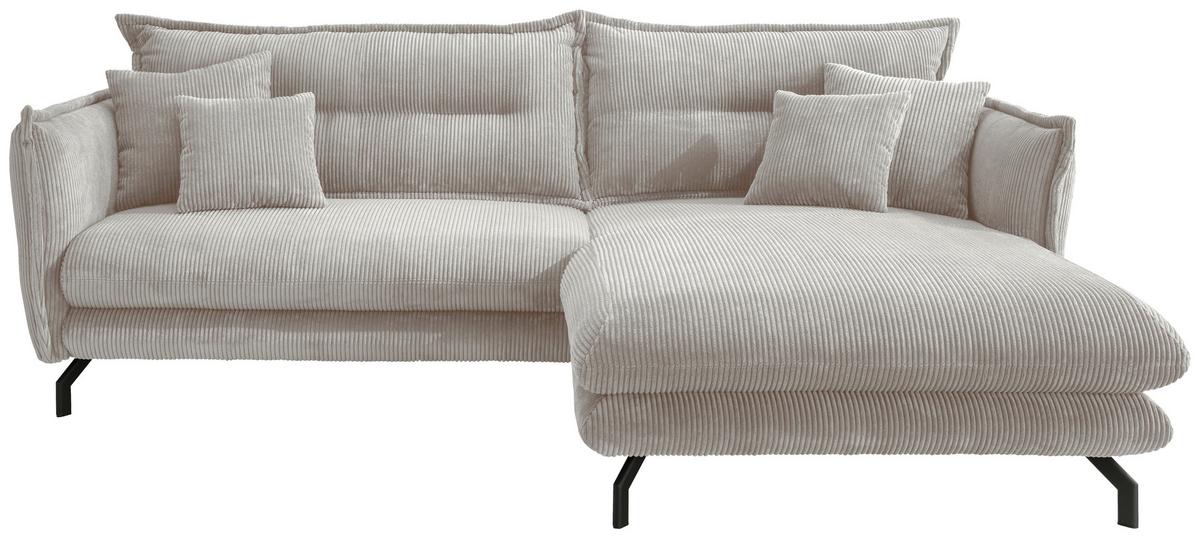 Ecksofa Lava Silberfarben S: 255/180 cm - Silberfarben/Schwarz, MODERN, Textil (255/180cm) - Livetastic