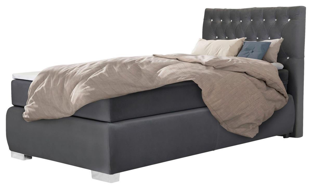 Boxspringbett Rumba inkl. Matratze 90x200 - Platinfarben/Grau, Basics, Textil (90/200cm) - Livetastic