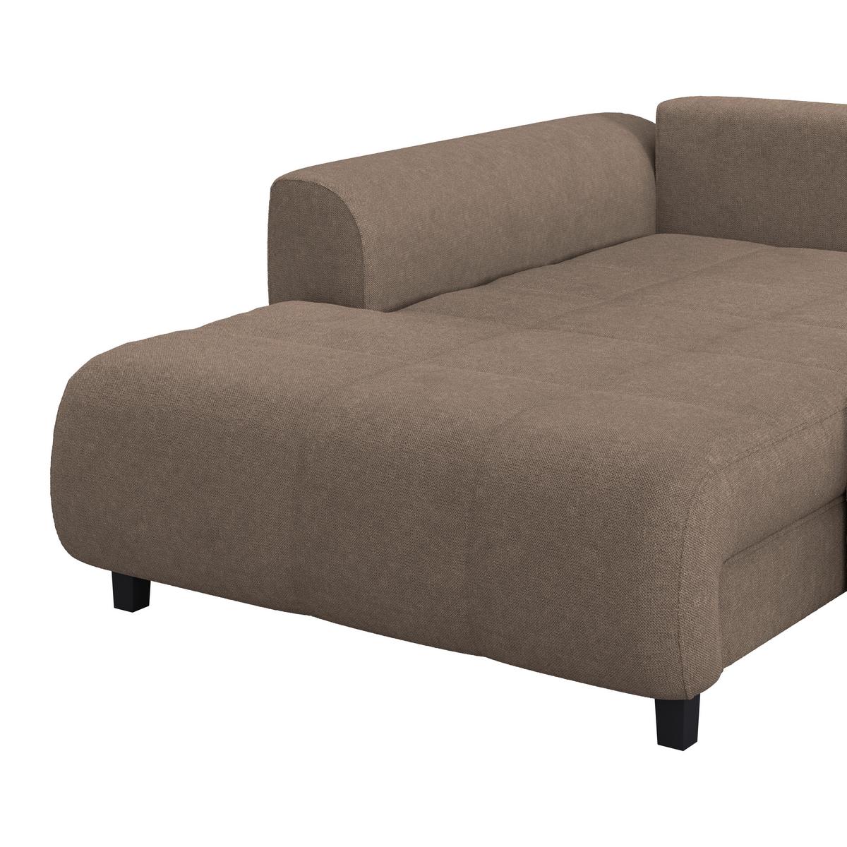 Ecksofa Mendoza - Schwarz/Braun, Design, Textil (197/309cm) - Ondega