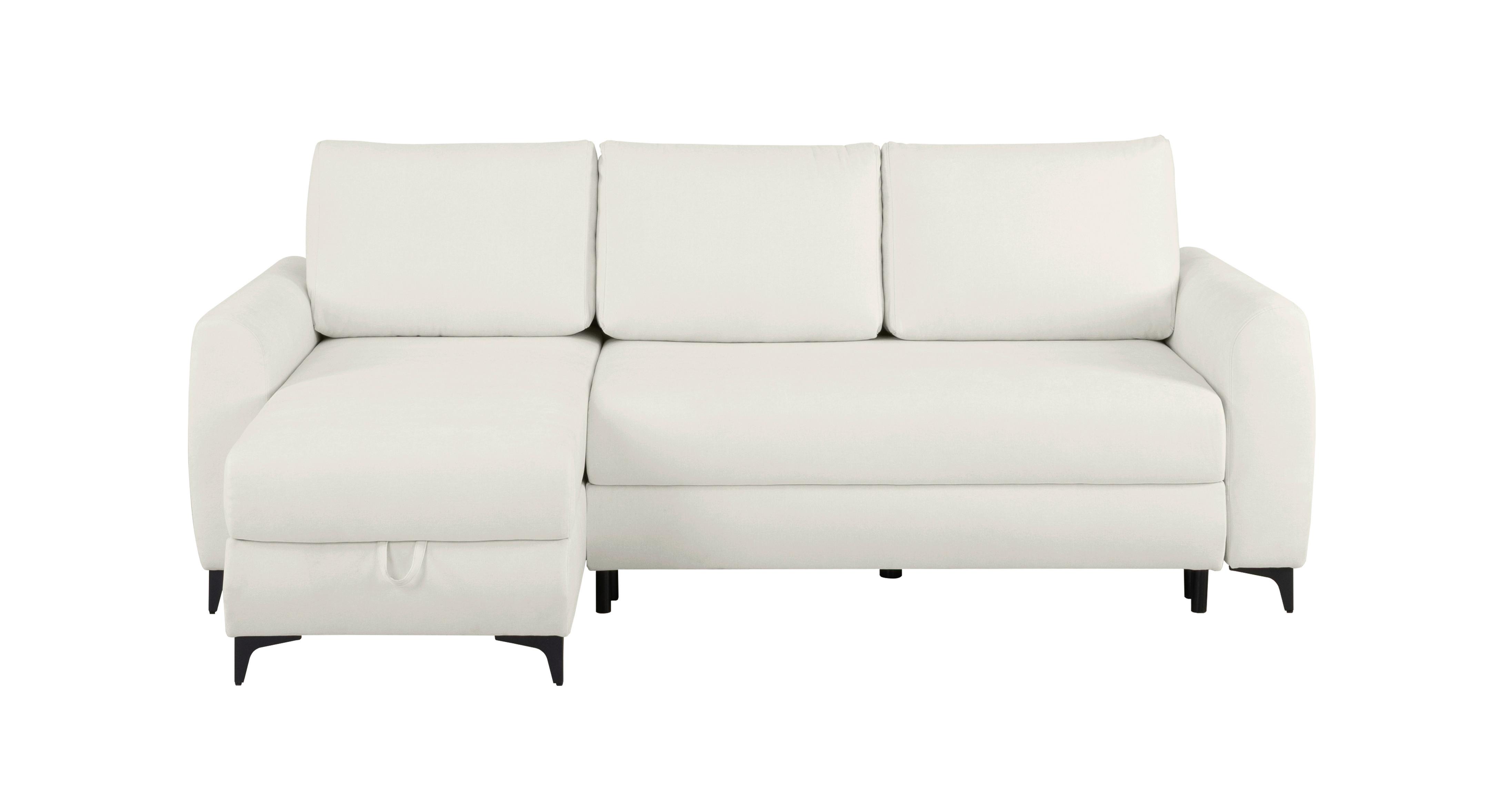 Ecksofa Moli, Weiß S: 236x148 cm - Schwarz/Weiß, Design, Textil (236/148cm) - MID.YOU