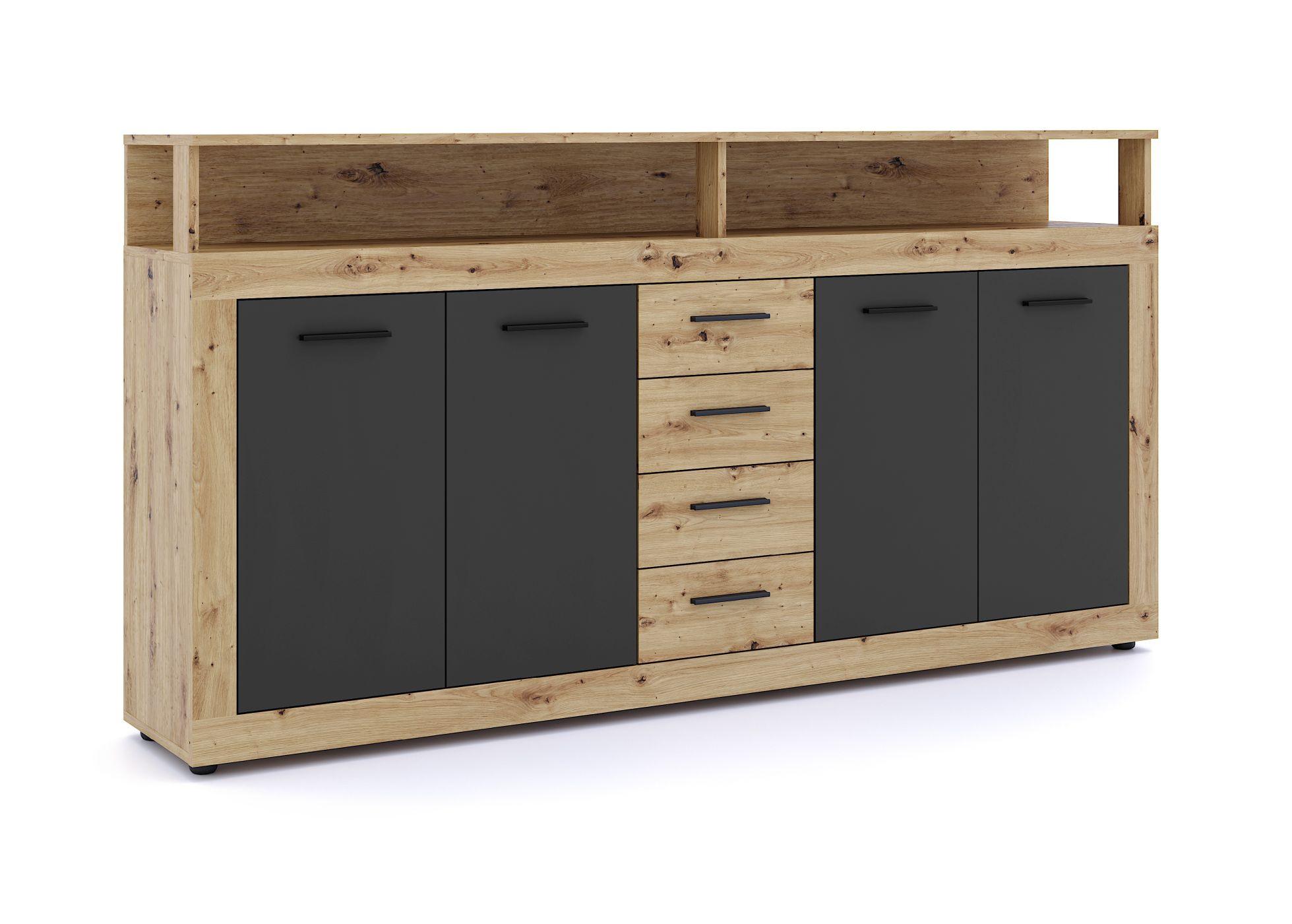 Komona Bonita, š: 190 cm - černá/dub artisan, Konvenční, kompozitní dřevo/plast (190cm)