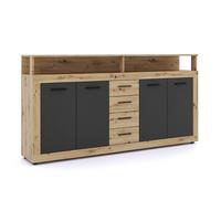 Komona Bonita, š: 190 cm - čierna/dub artisan, Konventionell, kompozitné drevo/plast (190/95/32cm)