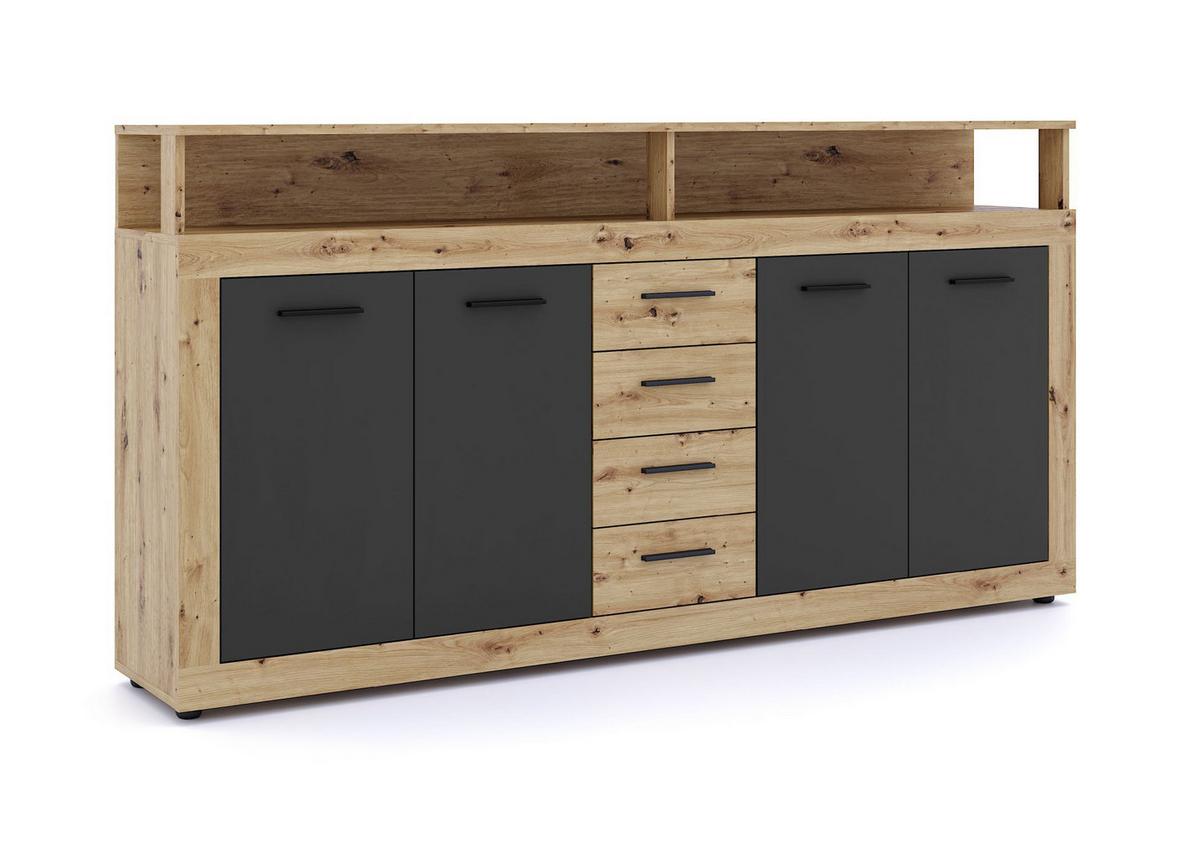 Komona Bonita, š: 190 cm - čierna/dub artisan, Konventionell, kompozitné drevo/plast (190/95/32cm)