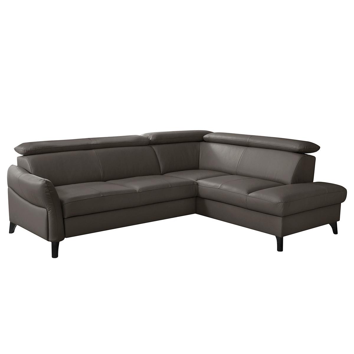 Ecksofa Note New Teilleder Dunkelbraun 244x199 - Dunkelbraun/Schwarz, Design, Leder/Textil (244/199cm) - Livetastic