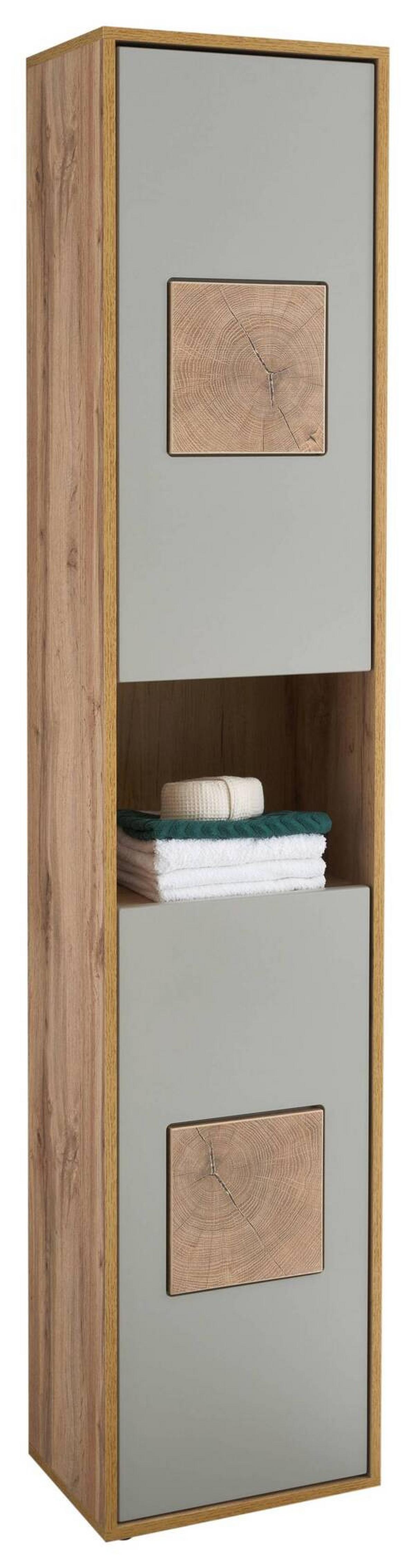 Hochschrank Greece Bxh 40x190 Cm Eiche Dekor/hellgrau - Eiche Wotan/Hellgrau, MODERN, Holzwerkstoff (40/190/30cm) - MID.YOU