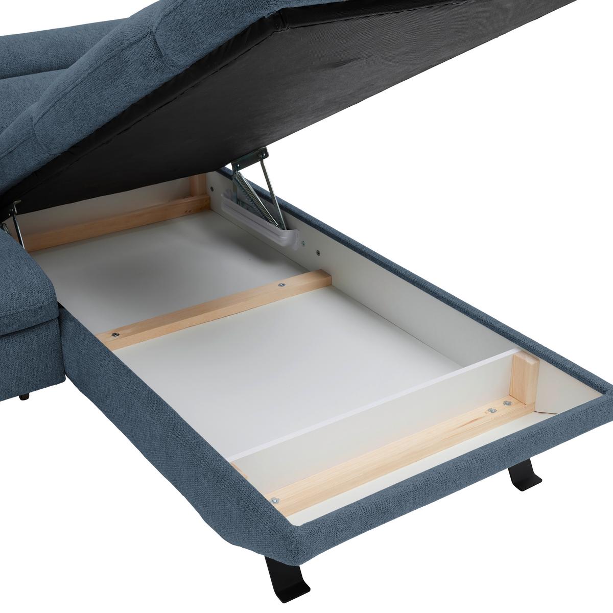 Rohová sedačka RAVEN, pravá, kráľovská modrá - čierna/kráľovská modrá, Modern, kov/textil (257/76-92/96cm) - Mömax