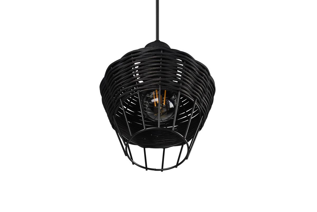 Hängeleuchte Borka H: 150 Cm 1-Flammig - Schwarz, ROMANTIK / LANDHAUS, Holz/Metall (17,5/150cm)
