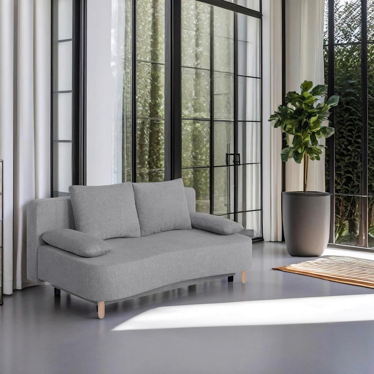 Schlafsofa mit Bettkasten Lara Graubraun - Taupe/Buchefarben, Design, Holzwerkstoff/Textil (193/86/85cm) - P & B