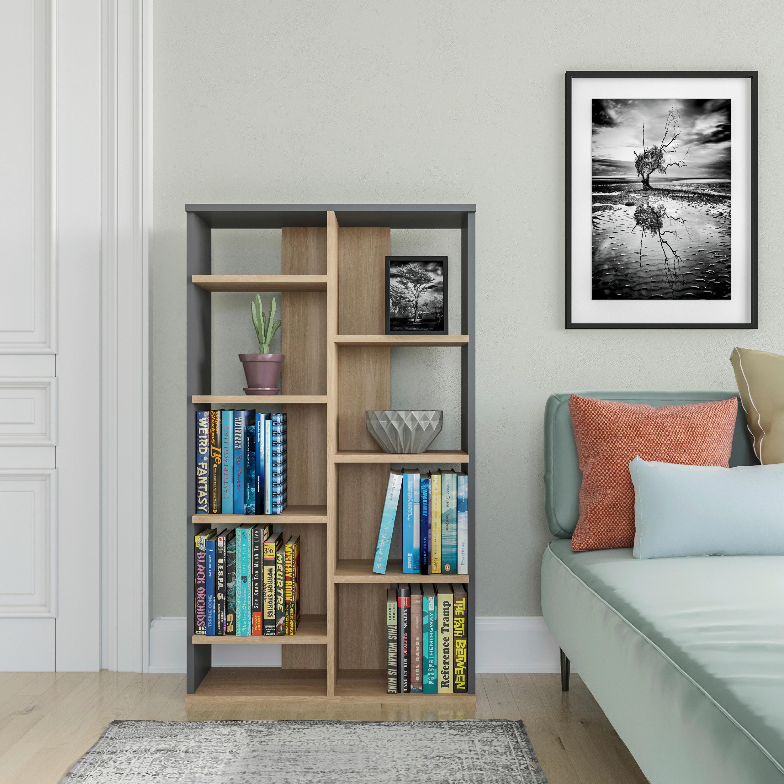 Regal Keota 72 cm Eiche Dekor, Anthrazit - Eichefarben/Anthrazit, Design, Holzwerkstoff (72/123,6/25cm) - MID.YOU