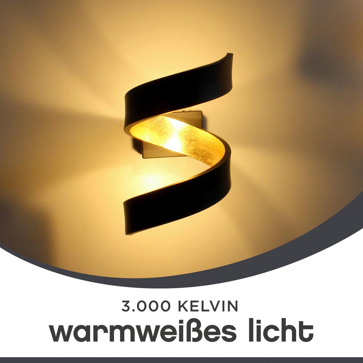 Led-wandleuchte Helix 2-Flammig Spiralförmig - Goldfarben/Schwarz, Design, Metall (17/10/13cm)