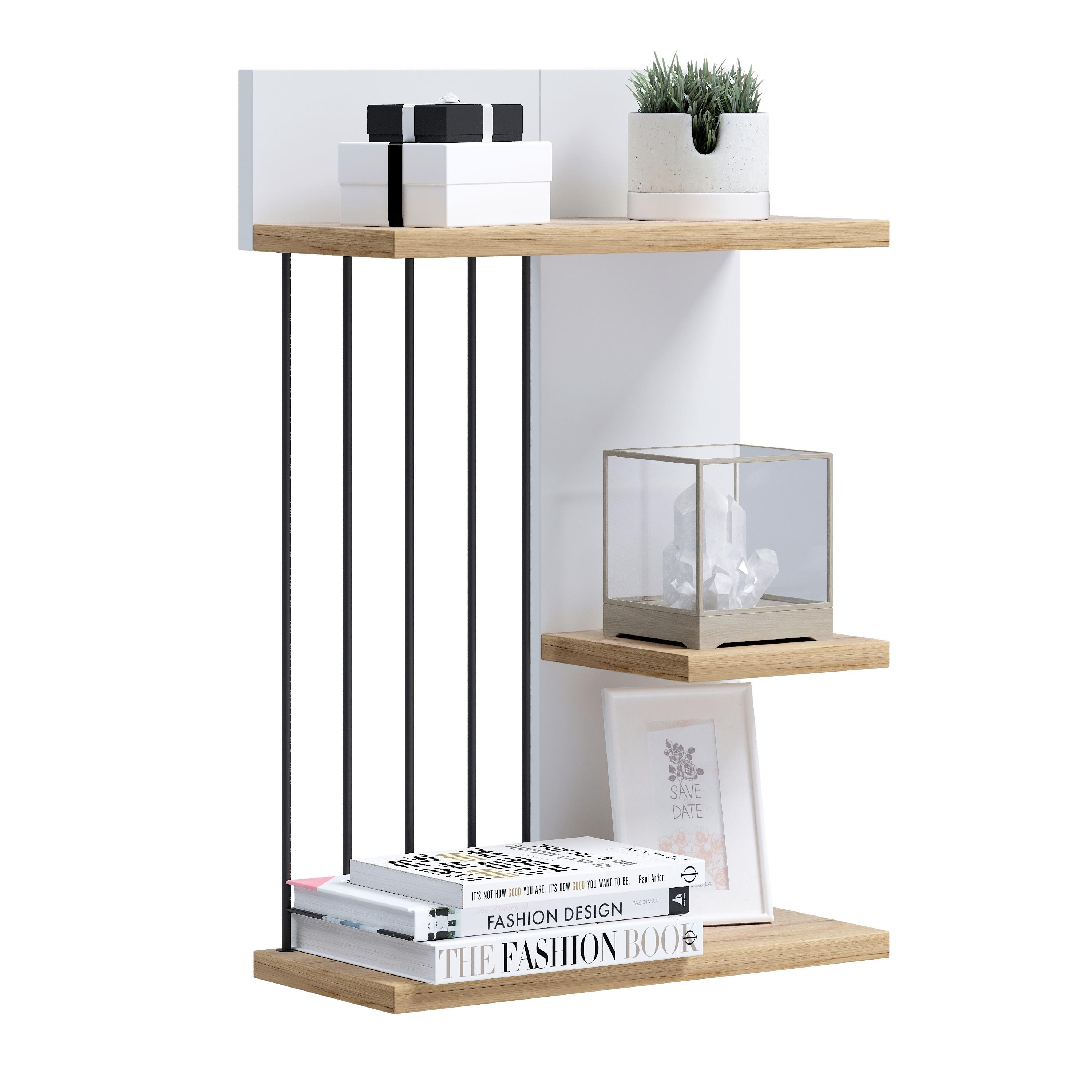 Wandboard Dolira Weiß/Eichefarben B: 40 cm - Eichefarben/Weiß, Design, Holzwerkstoff (40/60/19cm) - Livetastic