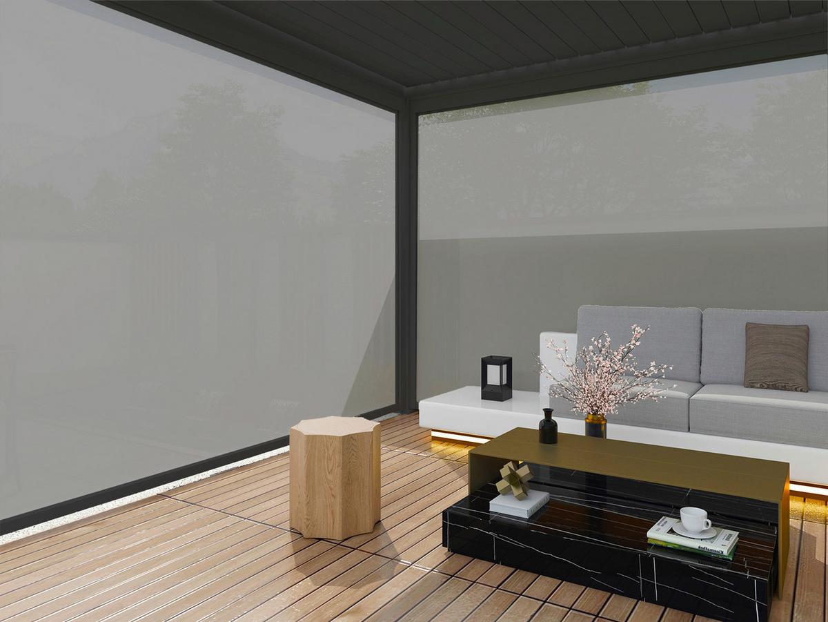 Pavillon-Rollo 360x235cm Wetterfest - Anthrazit, Basics, Textil/Metall (360/235/10cm) - Gardenson
