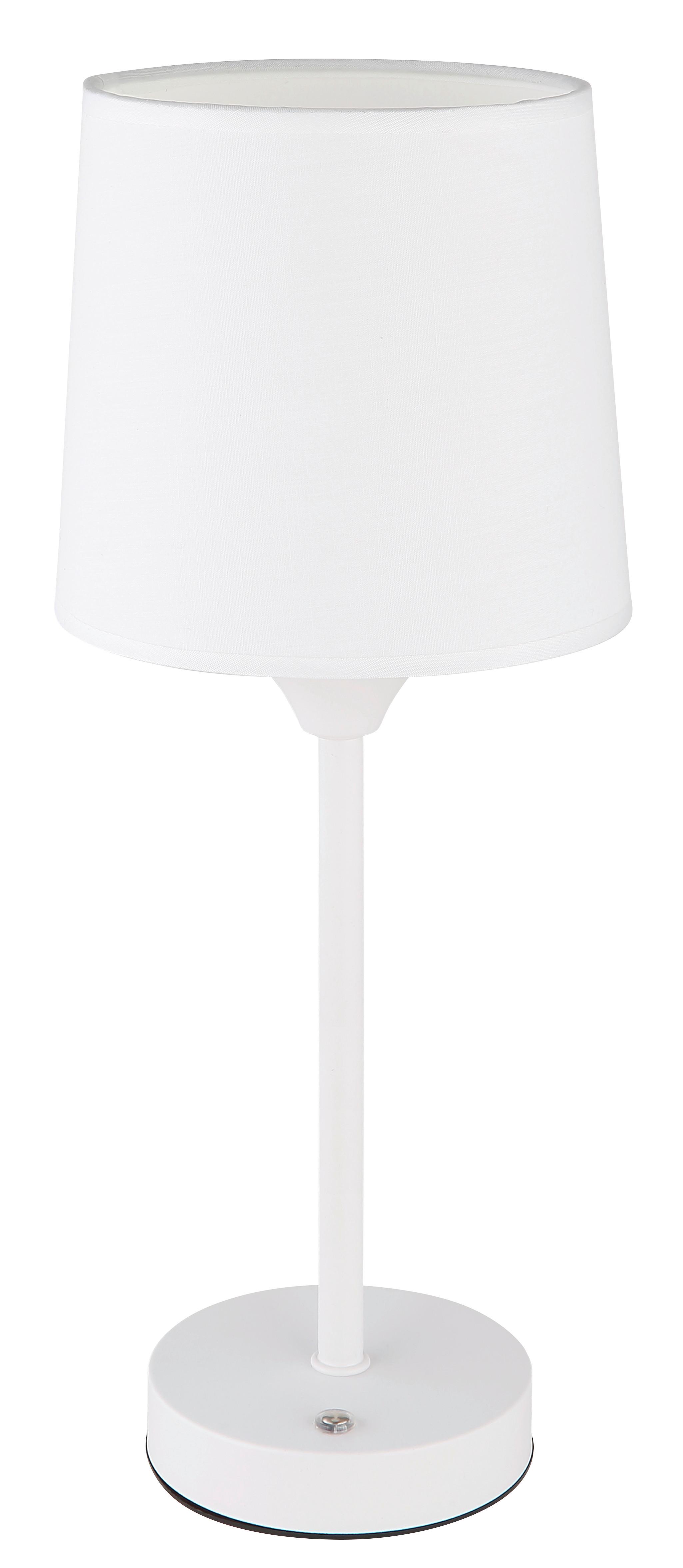Akku-Tischleuchte 21008w - Weiß, KONVENTIONELL, Kunststoff/Textil (14/35cm) - Globo
