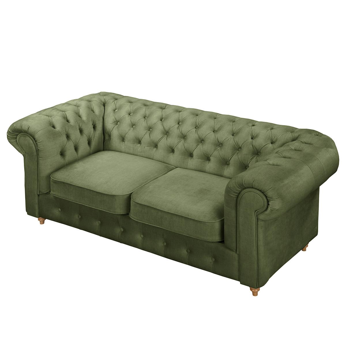 Schlafsofa Laura Dunkelgrün, B: 190cm - Dunkelgrün/Braun, Design, Textil (190cm) - P & B