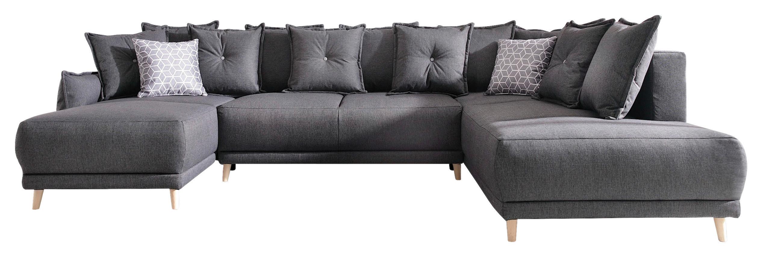Sedací Souprava Lazy Lukka Tmavě Šedý - barvy borovice/tmavě šedá, Basics, dřevo/textil (155/312/200cm) - MID.YOU