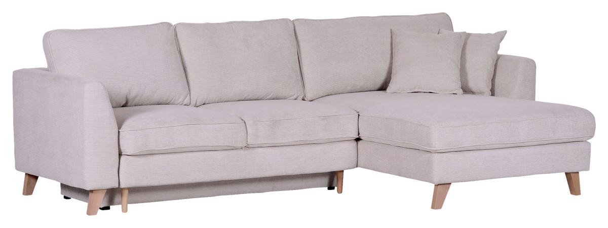 Ecksofa Rimini - Buchefarben/Naturfarben, Design, Textil (271/165cm) - MID.YOU