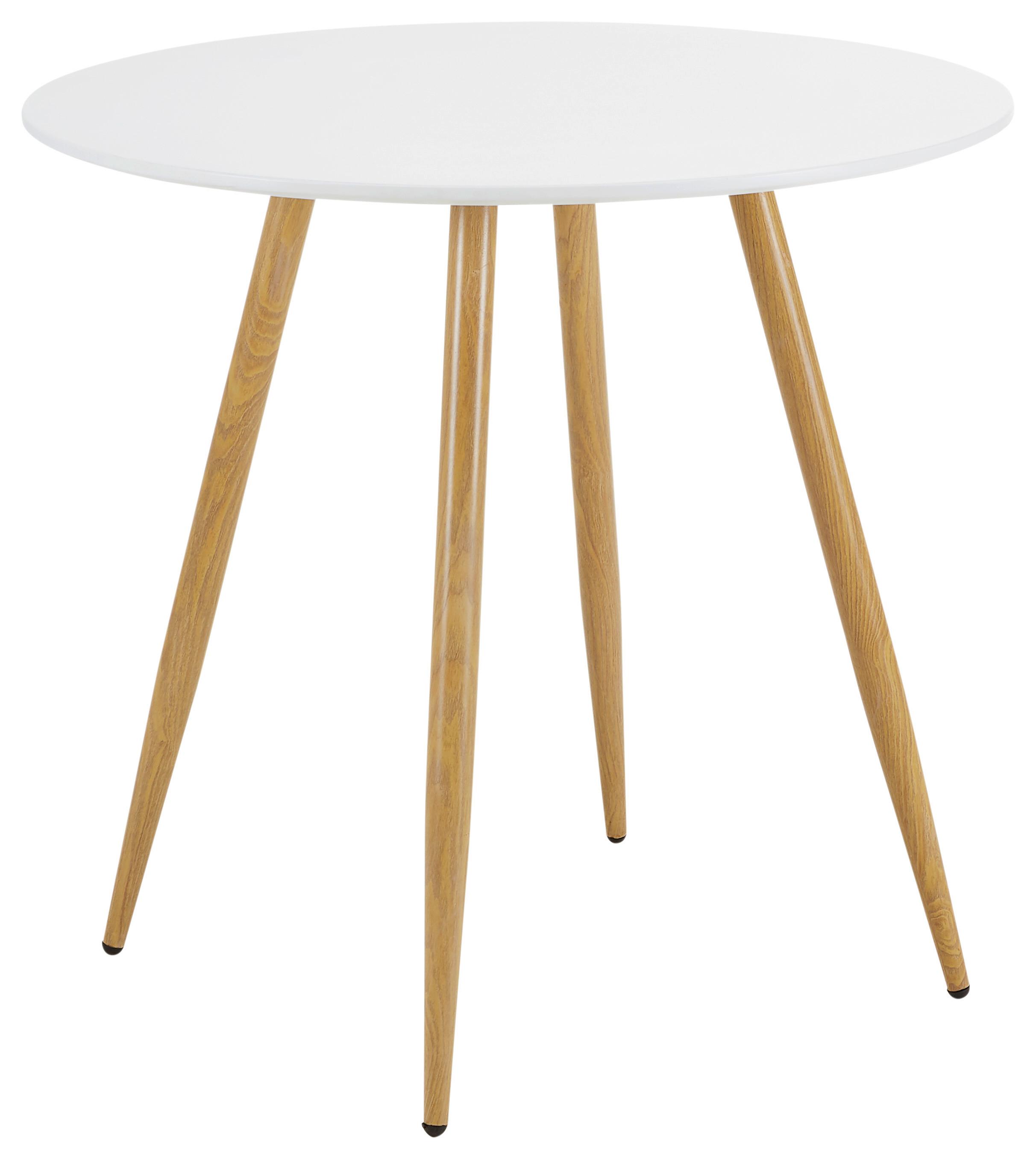 Jídelní stůl John 80x76 cm - bílá/barvy dubu, Moderní, kov/dřevo (80/76cm) - Modern Living