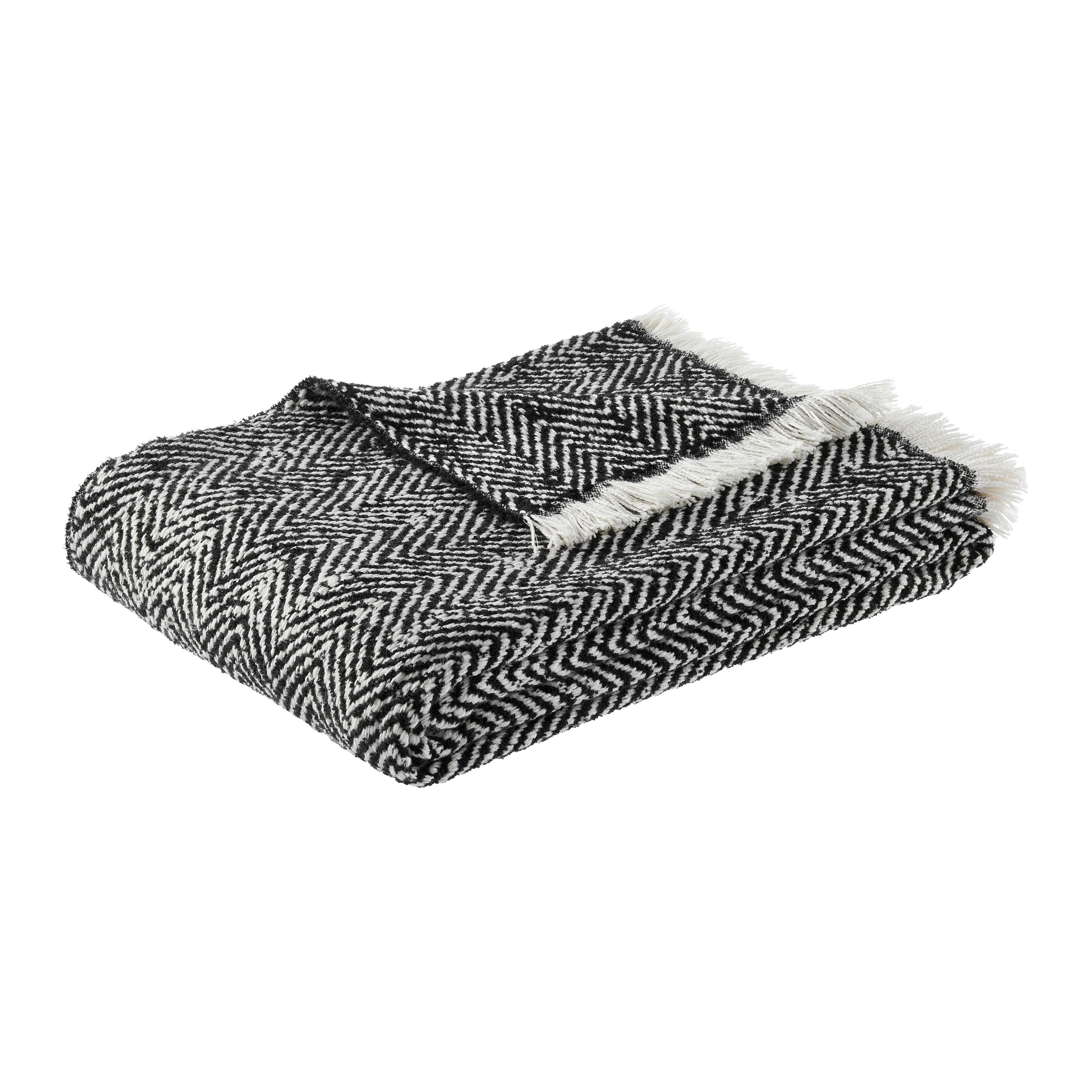 Mäkká deka Chevron, 130/170cm - čierna/biela, Modern, textil (130/170cm) - Modern Living