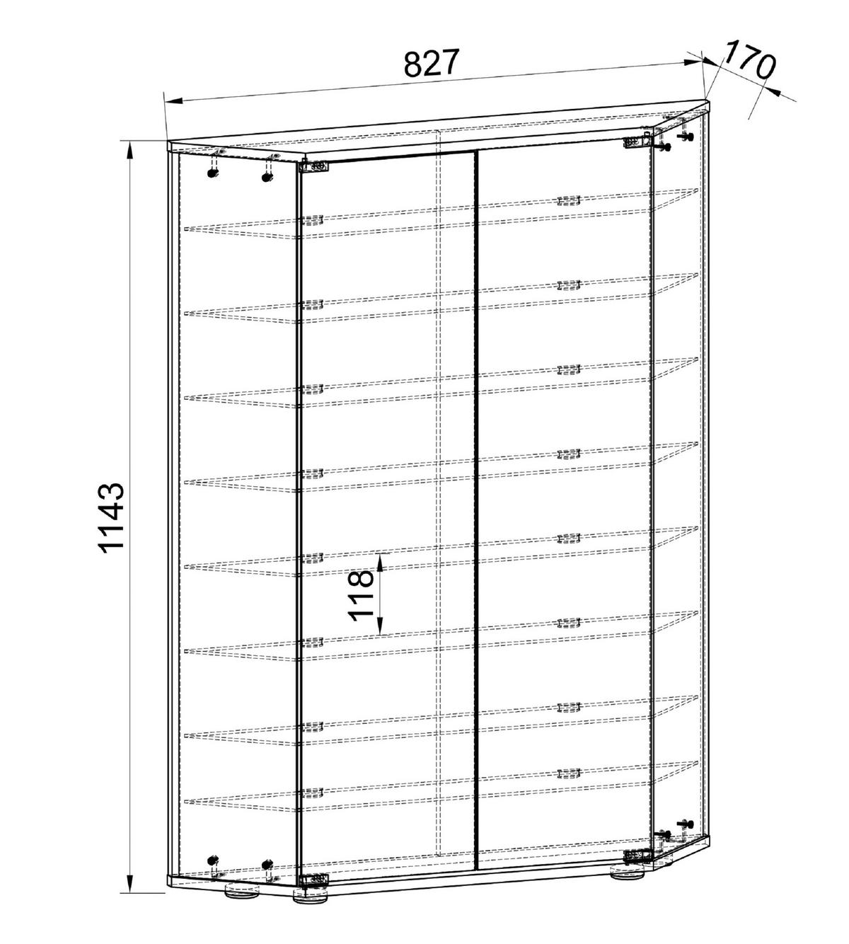 Vitrine Cenila Weiß B: 83 cm - Transparent/Schwarz, Design, Glas/Holzwerkstoff (83/114/17cm) - MID.YOU