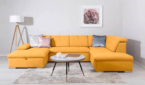 Wohnlandschaft Ramzes Gelb U: 173x328x215 cm - Gelb/Grau, Design, Textil (173/328/215cm) - MID.YOU