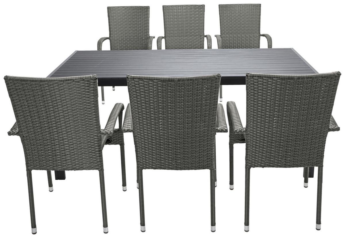 Gartenstuhl Stapelbar Emilia, Polyrattan - Dunkelbraun, MODERN, Kunststoff/Metall (64/87/56cm) - Ondega