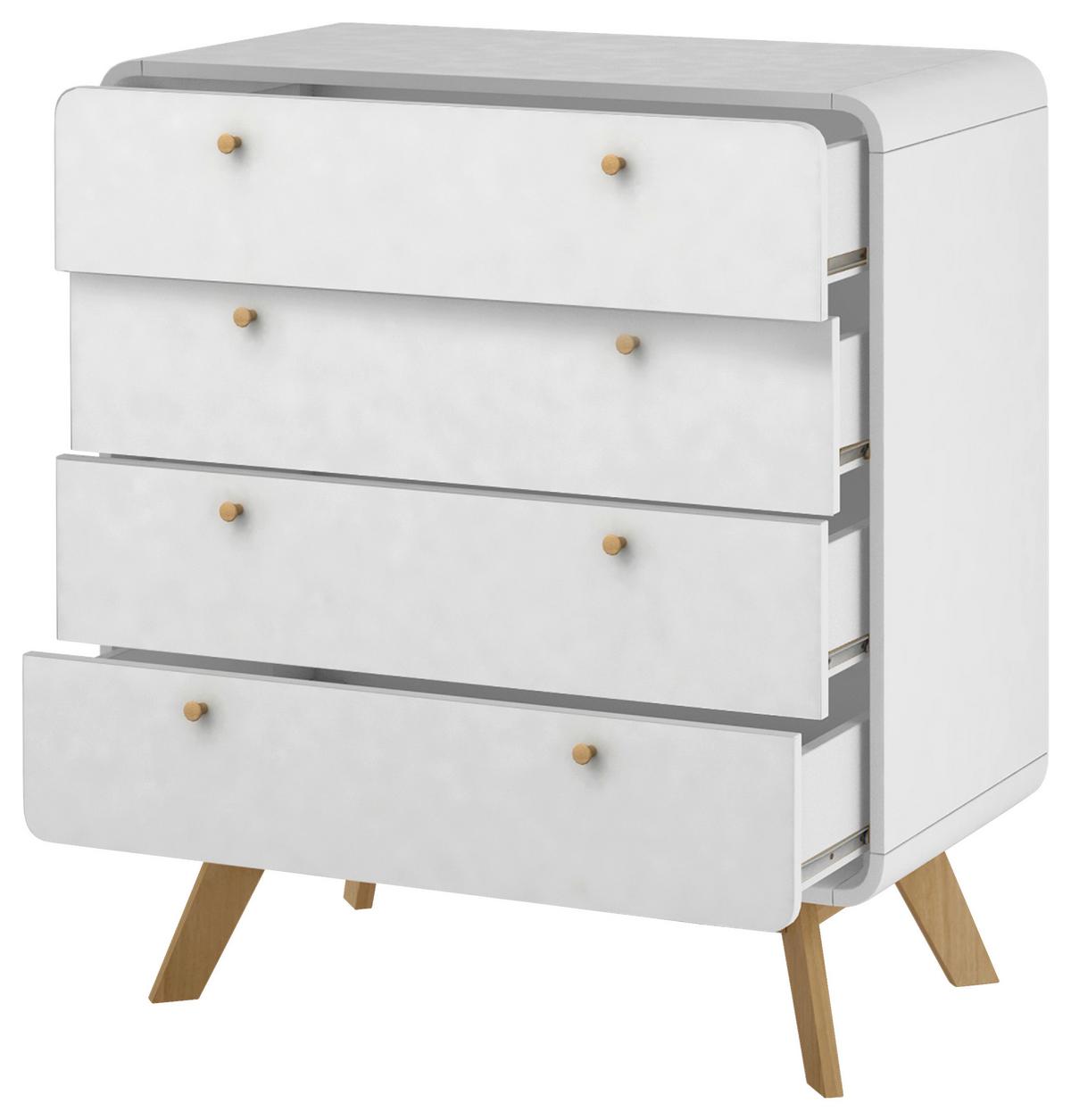 Kommode Cassie Weiß 80 Cm - Eichefarben/Weiß, Design, Holzwerkstoff (80/88/39cm) - MID.YOU