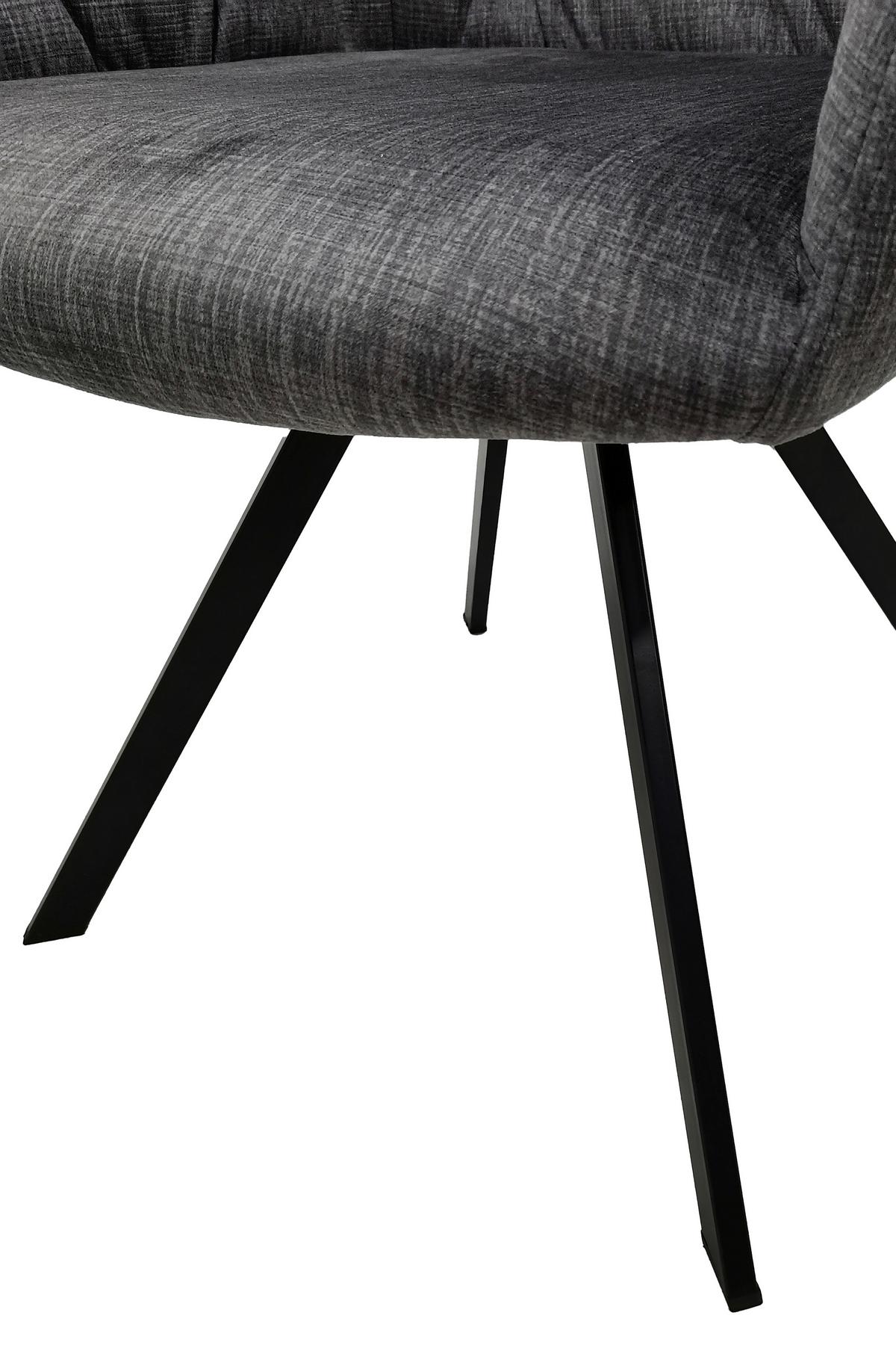 SADA STOLIČIEK S PODRÚČKAMI GEORGIA - čierna/tmavosivá, Modern, kov/textil (57/85/62cm) - MID.YOU