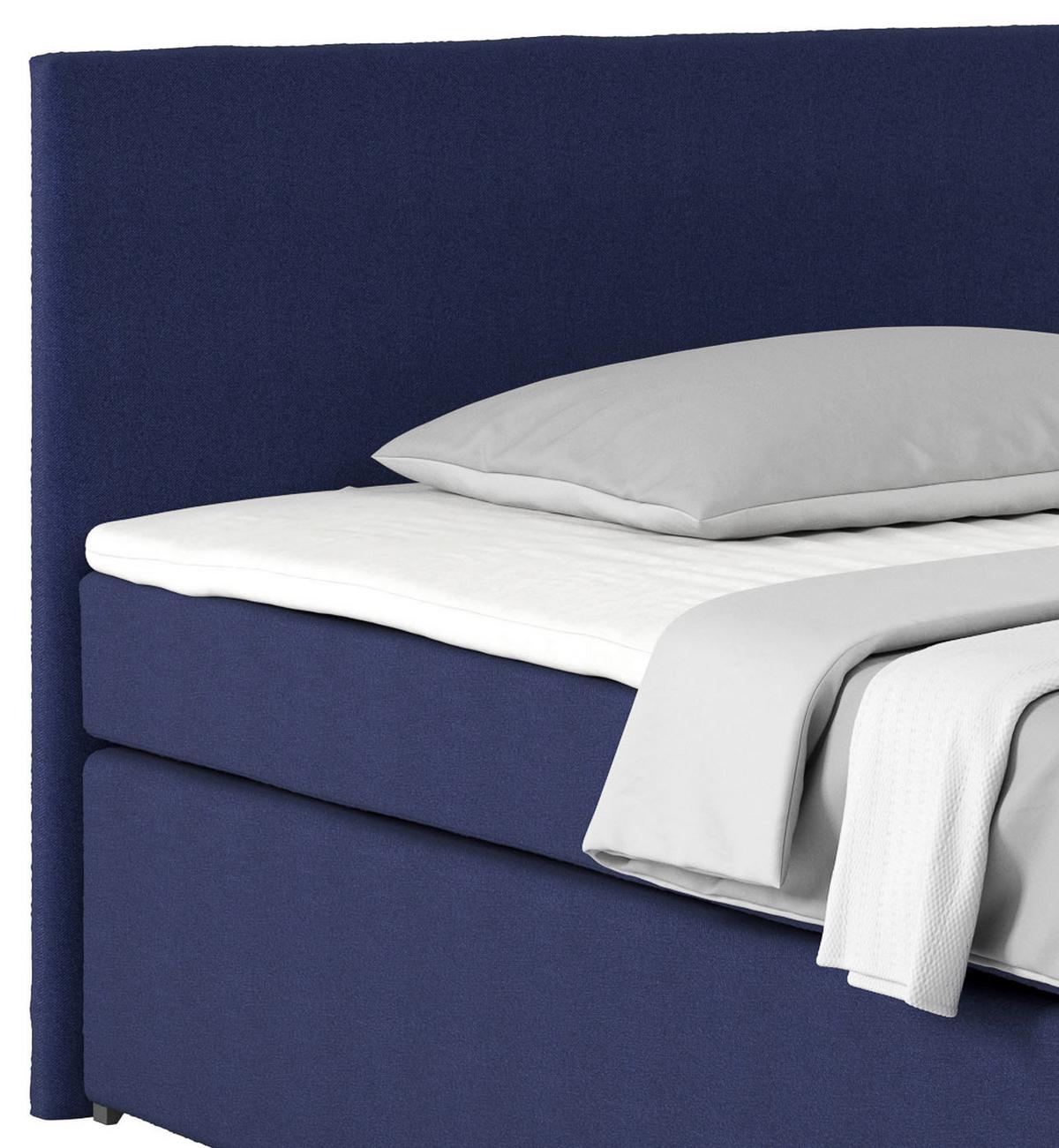 Posteľ Boxspring NERO PL: 140/200 cm, tmavomodrá - tmavomodrá/chrómová, Konventionell, kov/textil (140/200cm)