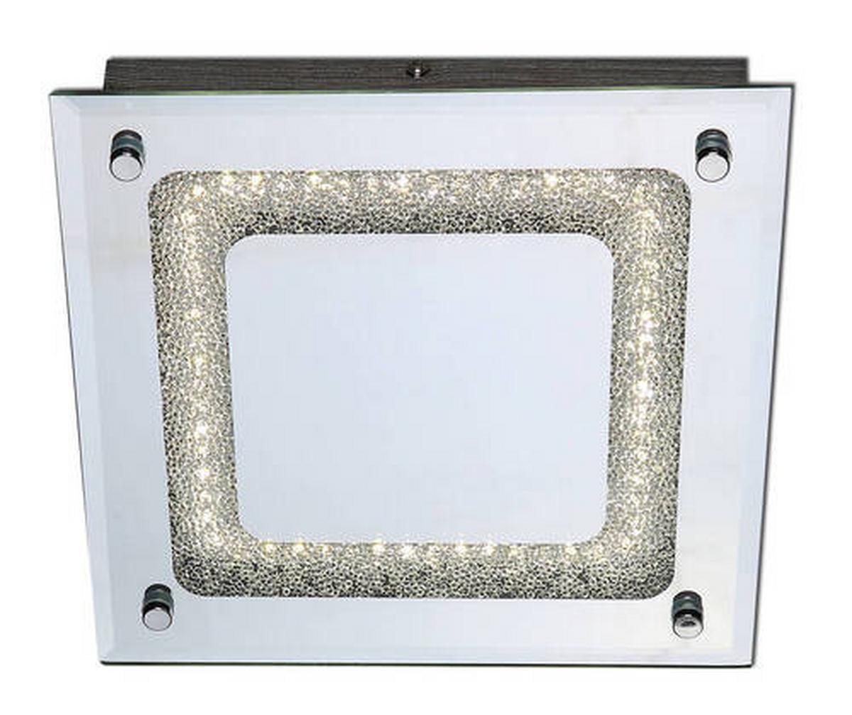 Led-deckenleuchte Thun Ø 24 Cm Quadratisch Mit Kristallglas - Opal/Weiß, Basics, Glas/Metall (24cm) - Näve