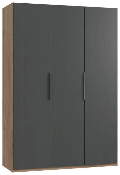 Drehtürenschrank B: 150 Cm Level, Graphitfarben/eiche Dekor