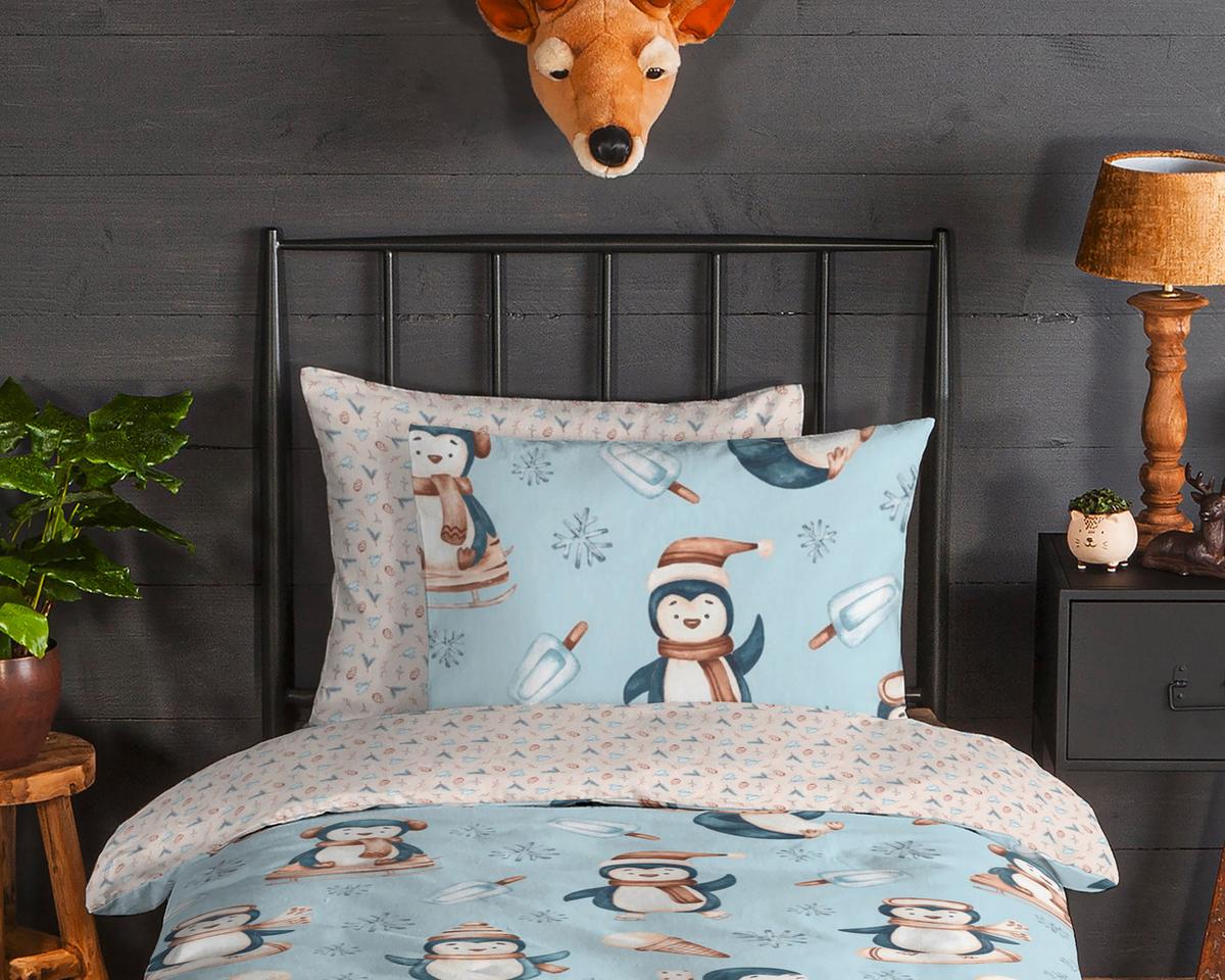 Kinderbettwäsche Jani Blau Sandfarben 140x200cm - Sandfarben/Blau, Textil (140/200cm)