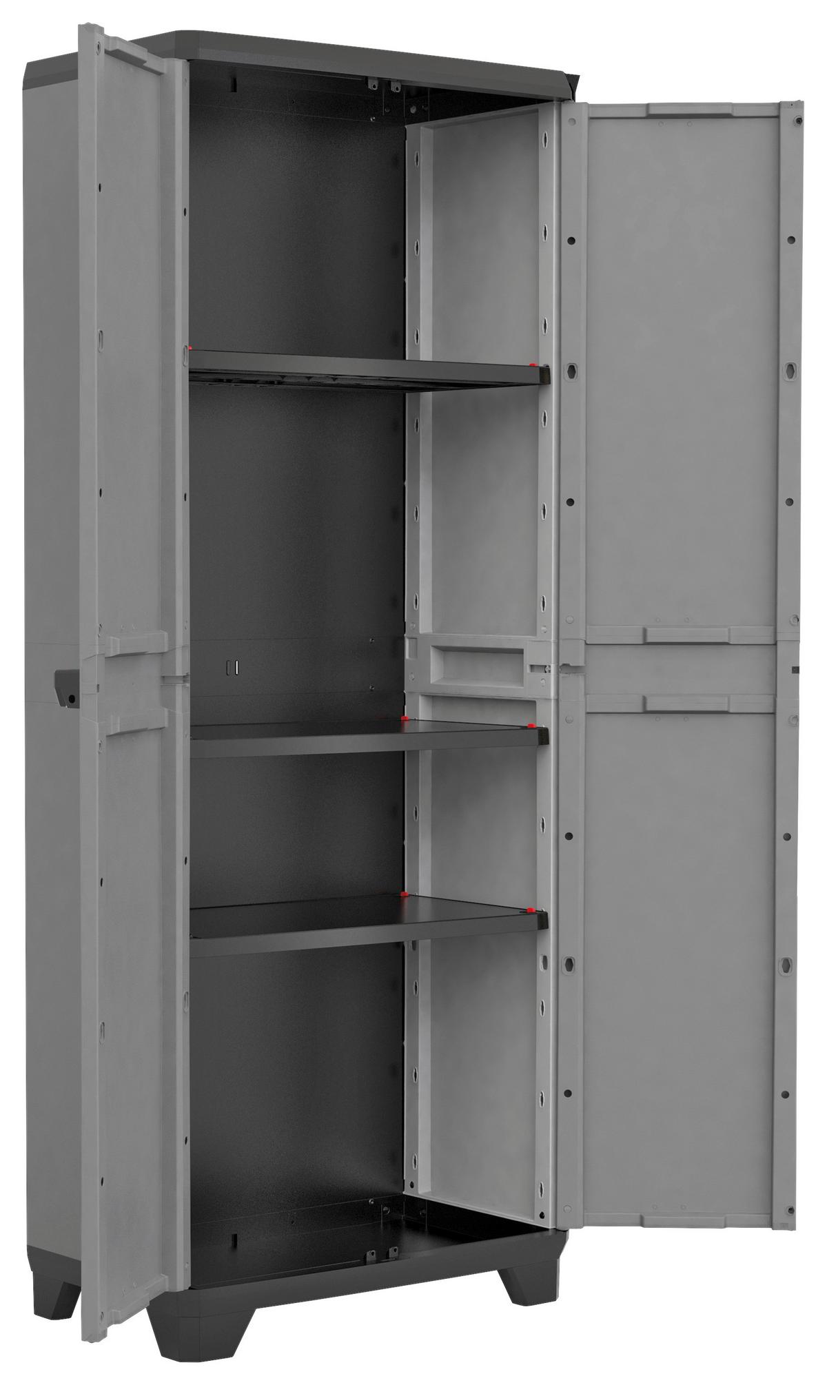 Mehrzweckschrank Stilo Tall Grau/rot/schwarz Bxh: 68x173cm - Rot/Schwarz, Design, Kunststoff (68/173/39cm) - Keter