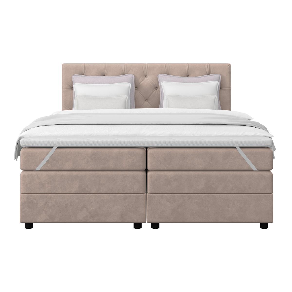 Boxspringbett Elio Beige 160x200 Cm H4 - Beige/Schwarz, ROMANTIK / LANDHAUS, Textil (164/121/212cm) - James Wood