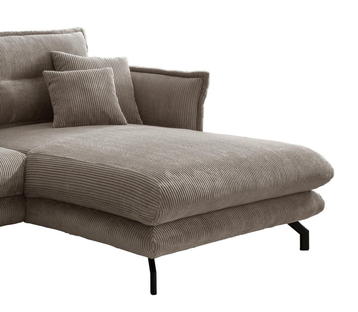 Ecksofa Lava Graubraun S: 255/180 Cm - Graubraun/Schwarz, MODERN, Textil (255/180cm) - Livetastic