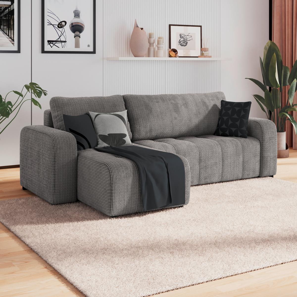 Univerzálna sedačka MARSEILLE, antracitový menčester - čierna/antracitová, Trend, kov/drevo (155/240cm)