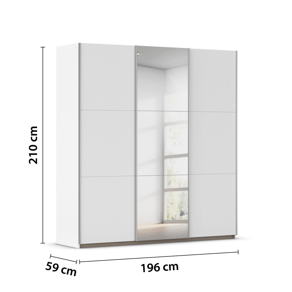 SCHWEBETÜRENSCHRANK Berny, Alpinweiß B: 196 cm - Weiß, Trend, Holzwerkstoff (196/210/59cm) - Rauch Möbel