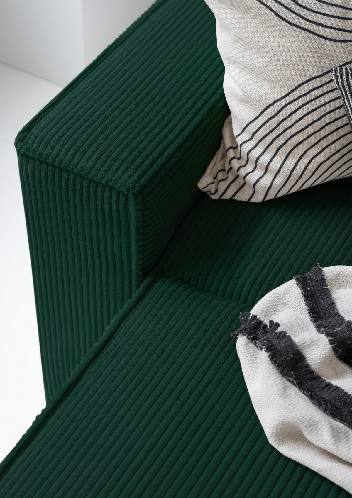 Rohová sedacia súprava OLIVER, tmavozelená, menčester, pravá - čierna/tmavozelená, Design, drevo/textil (89/322/194cm)