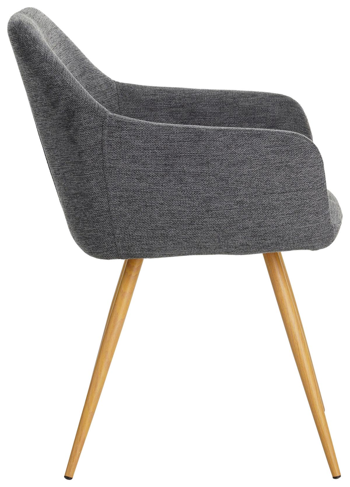 Armlehnstuhl Melinda Anthrazit - Anthrazit/Naturfarben, MODERN, Textil/Metall (56/81,5/63cm) - MID.YOU