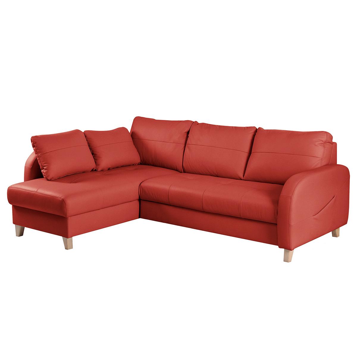 Ecksofa Compact Rot B: 168x227 cm - Buchefarben/Rot, Design, Leder/Textil (168/227cm) - Livetastic