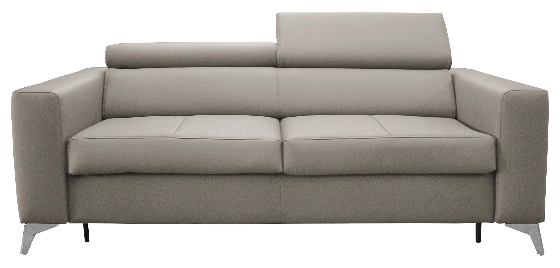 Schlafsofa Mondo, Hellgrau B: 206 cm - Silberfarben/Hellgrau, Design, Leder/Textil (206/95/101cm) - Livetastic