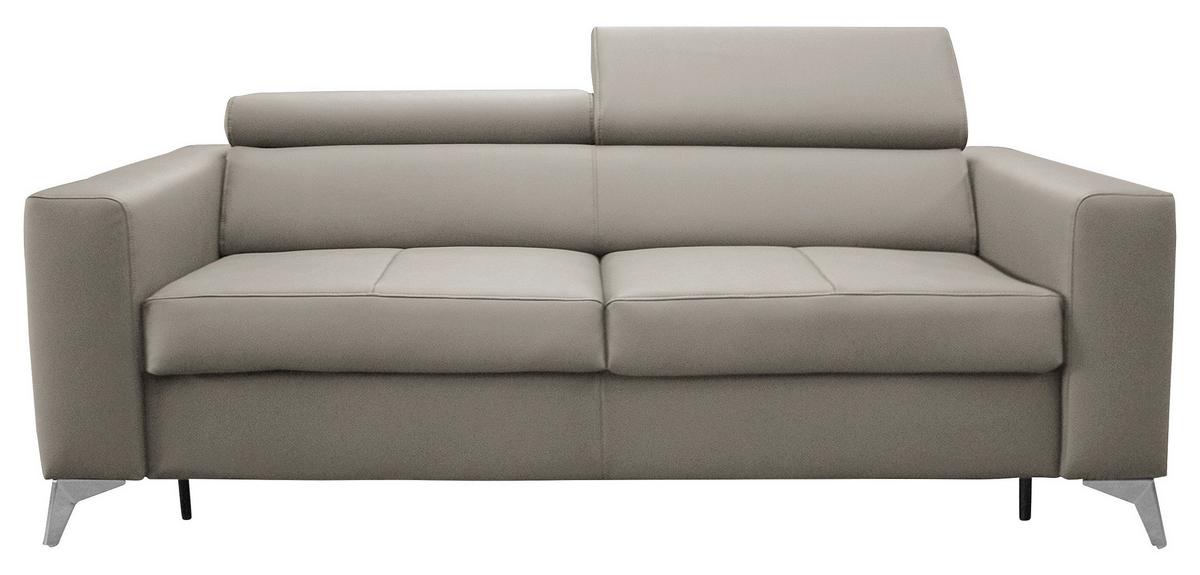 Schlafsofa Mondo, Hellgrau B: 206 cm - Silberfarben/Hellgrau, Design, Leder/Textil (206/95/101cm) - Livetastic