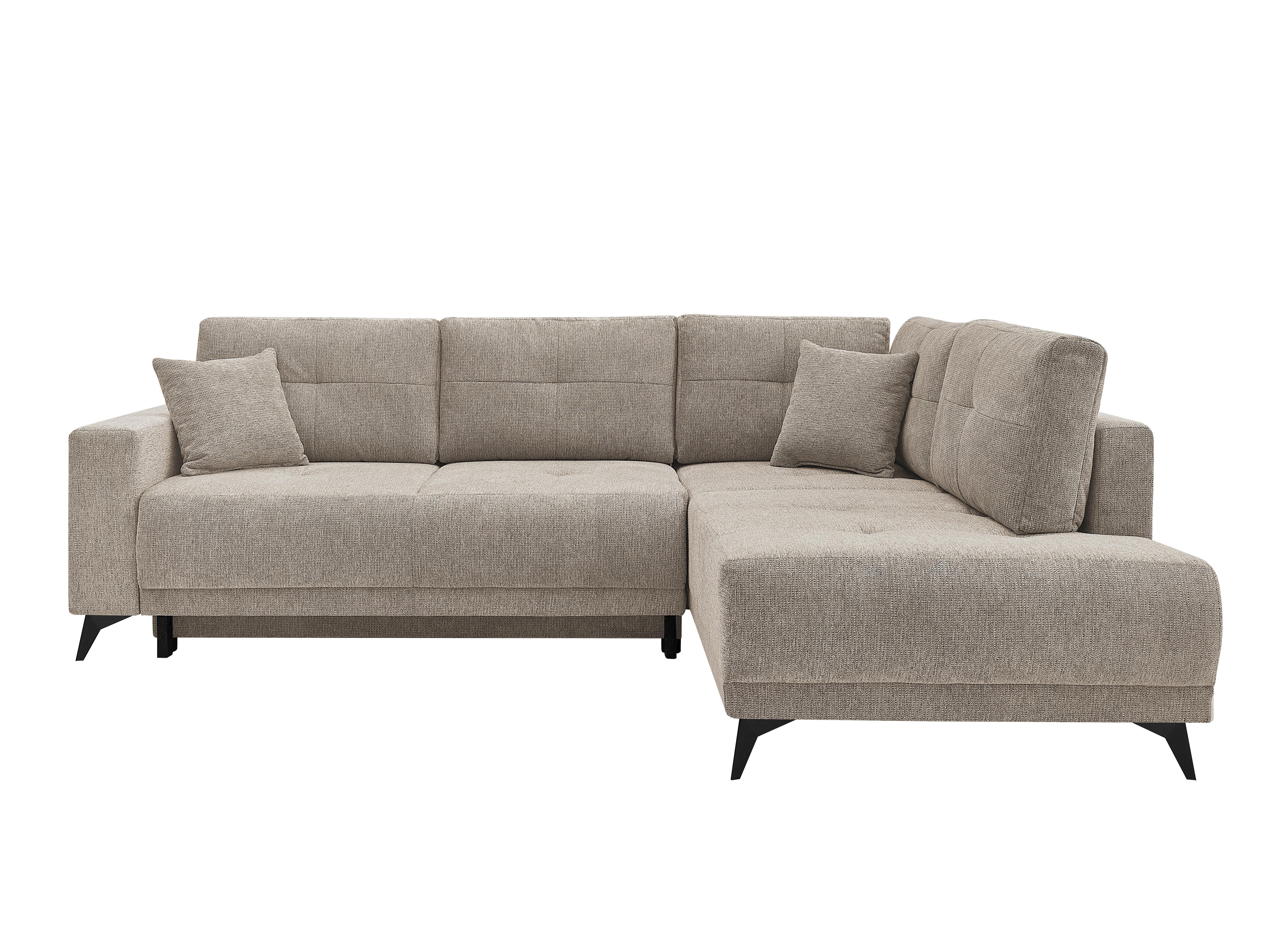 Ecksofa Texas Recr-Rechts Hellbraun S: 259x203 cm - Hellbraun/Schwarz, KONVENTIONELL, Holz (259/92/203cm)