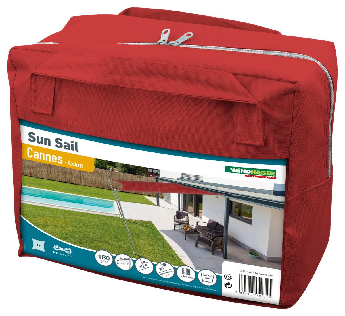 Sonnensegel Quadrat 4x4 M - Dunkelrot, Basics (400/400cm)