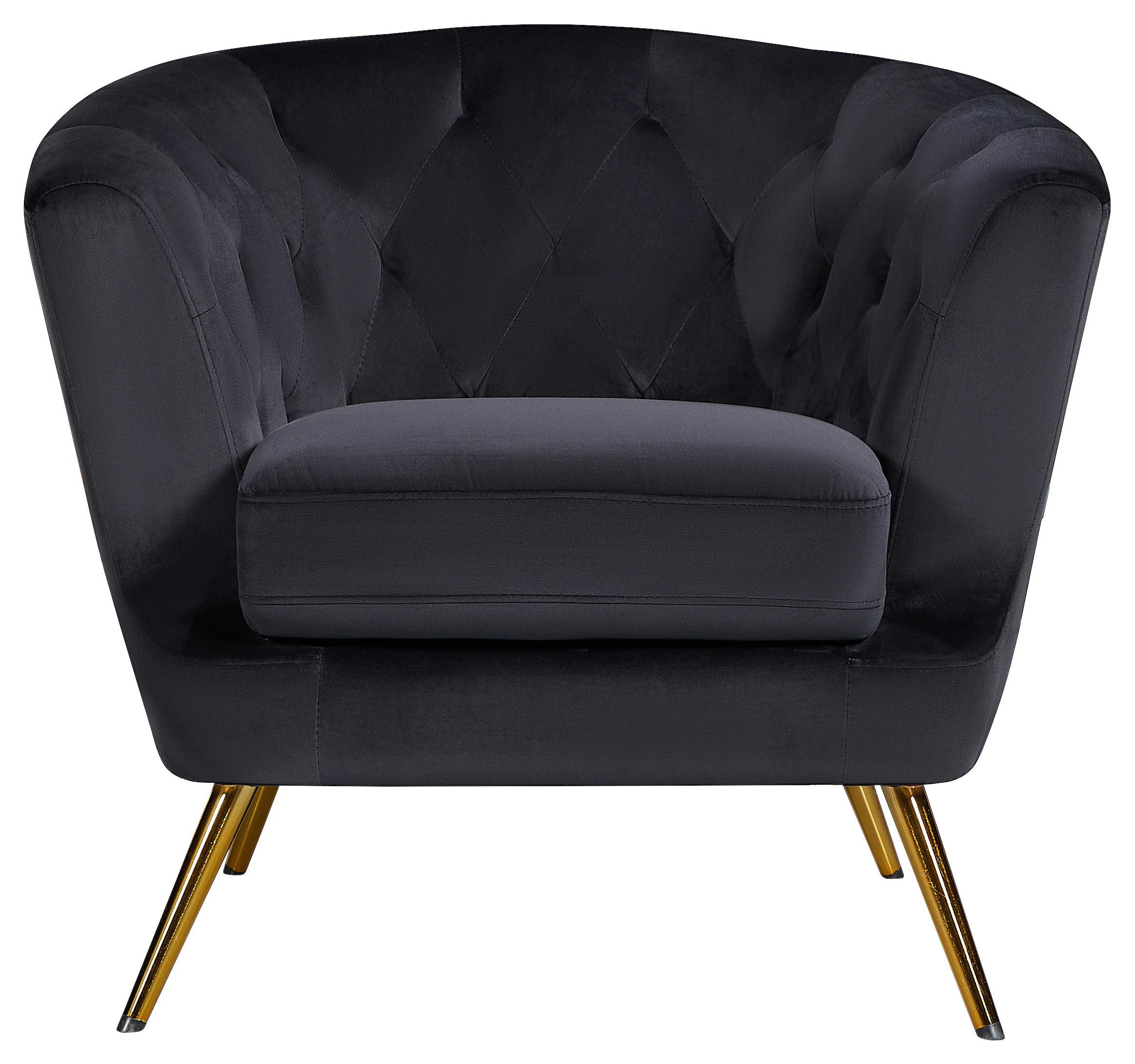 Sessel Lita Schwarz B: 89 cm - Dunkelgrün/Goldfarben, MODERN, Textil/Metall (89/78/83cm) - Ti'me