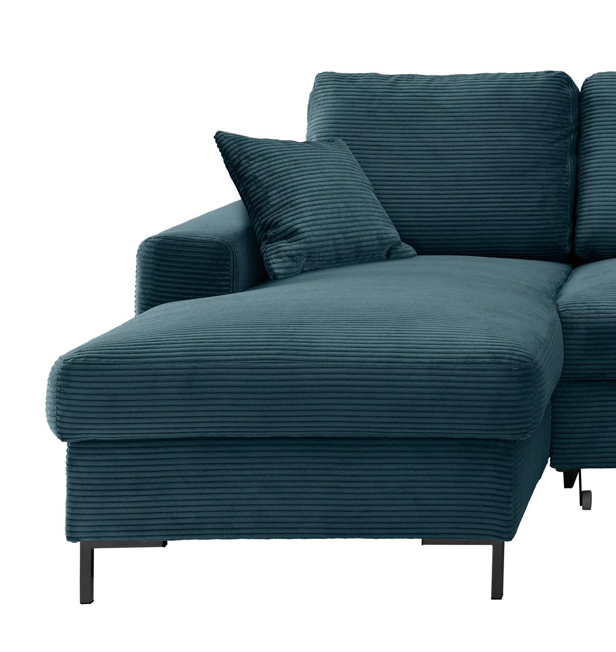 Eckschlafsofa Zona, Petrol S: 143x237 Cm - Petrol/Schwarz, KONVENTIONELL, Textil (143/237cm) - Livetastic