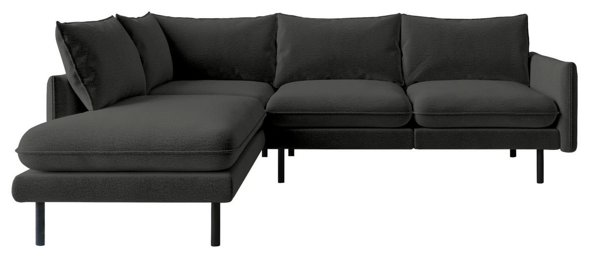 Ecksofa Samos Dunkelgrau S: 204x267 cm - Dunkelgrau/Schwarz, Design, Textil (204/267cm) - Livetastic