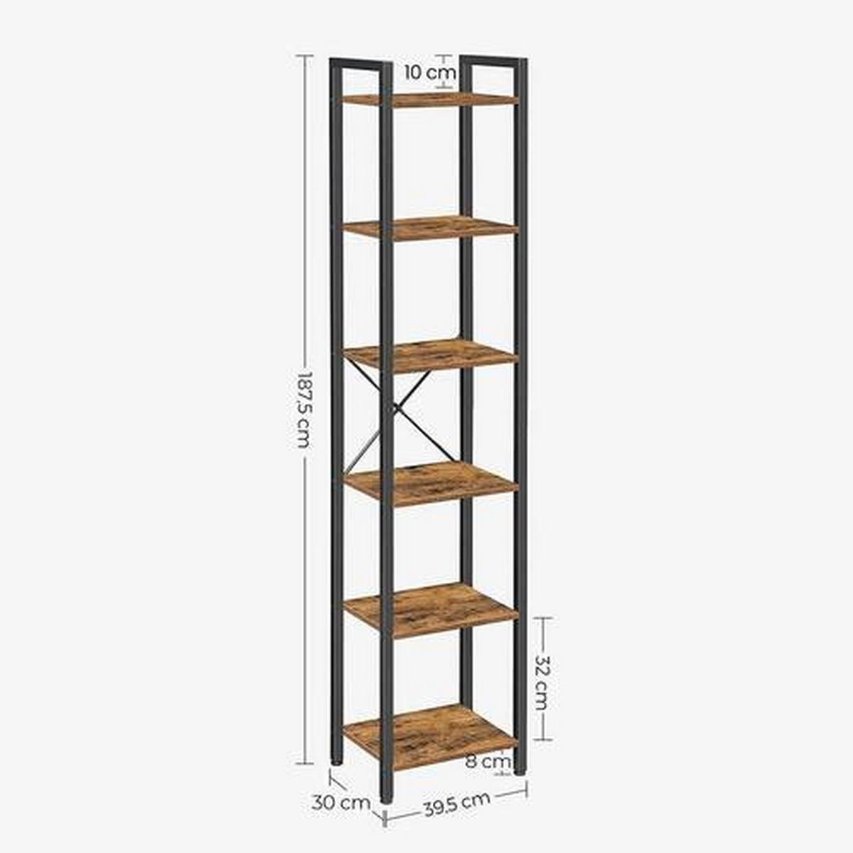 Bücherwand Iron B: 40 Cm Braun/schwarz - Schwarz/Braun, Basics, Holzwerkstoff/Metall (40/187,5/30cm) - Boxxx