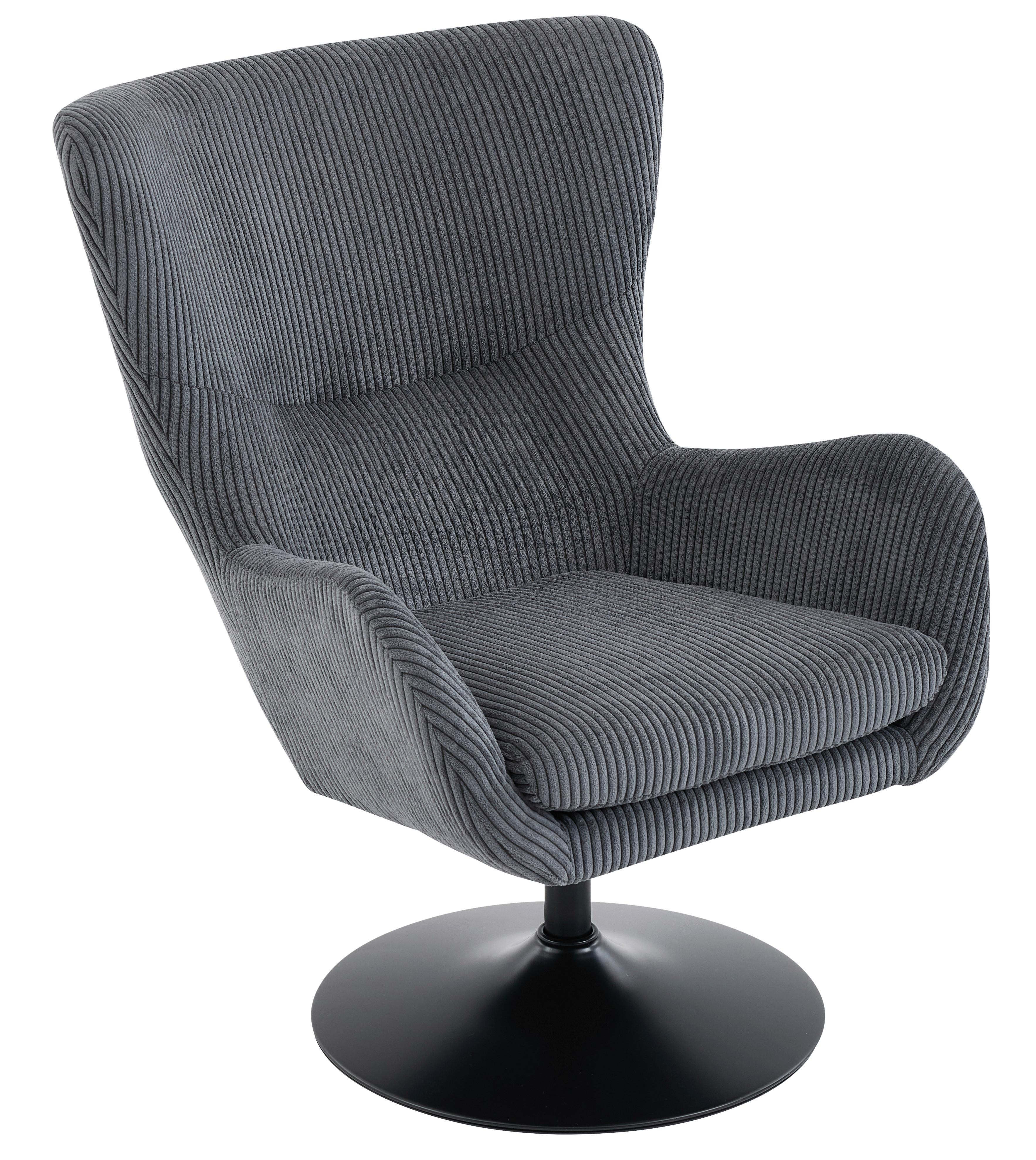 Otočné kreslo SHIBA, tmavosivý menčester - čierna/sivá, Modern, kov/textil (76/99/87cm) - Mömax